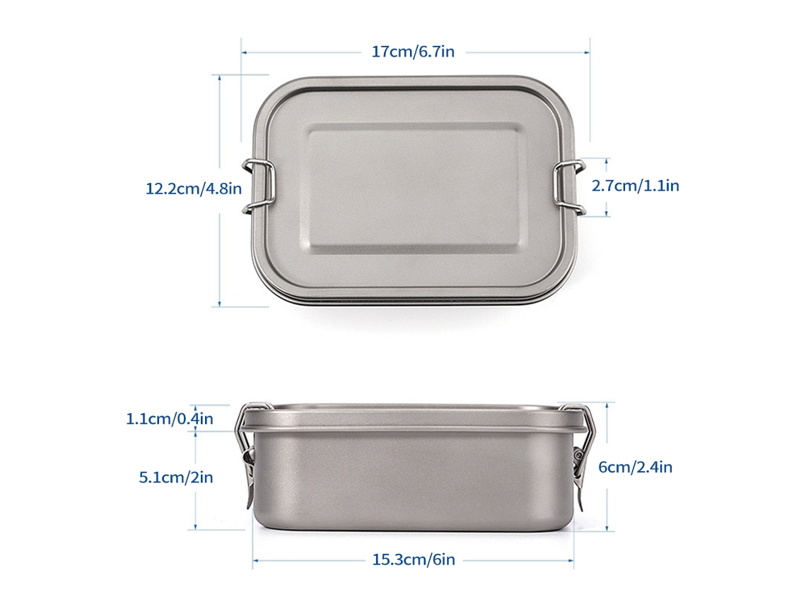 Caixa de Lanche de Titânio Camping 800ml