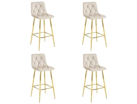 Banqueta Nado Veludo Bege / Pernas Gold X 4 Leobert