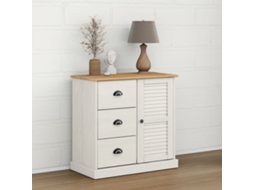 Aparador Vigo con Cajones 78x40x75 cm Pino Macizo Blanco