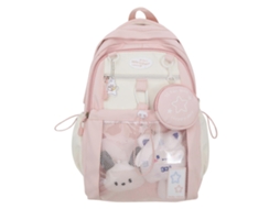 Mochila Escolar Moderna E Casual Com Compartimentos Espaçosos, Bolsa Ergonômica Para Laptop Para Maior Conforto E Praticidade, Rosa.