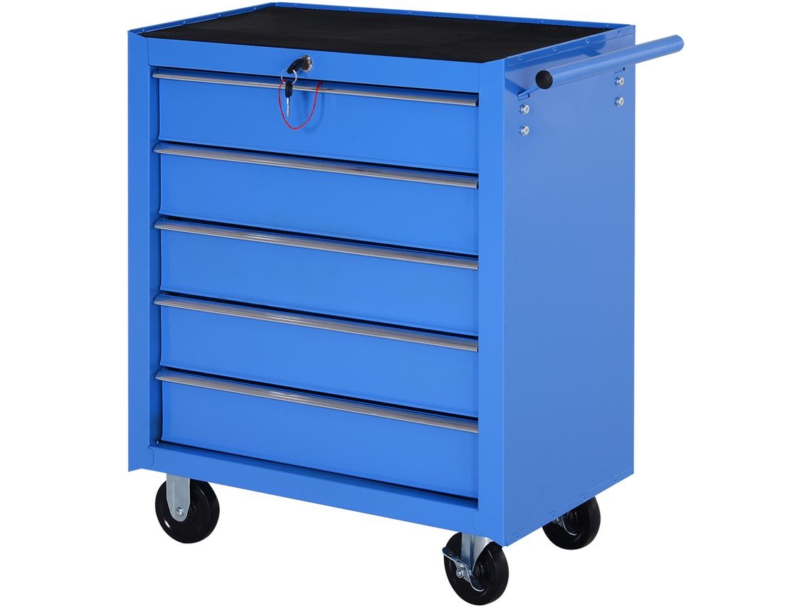 Carrinho de Ferramentas Aço cor Azul 67,5x33x77 cm HOMCOM