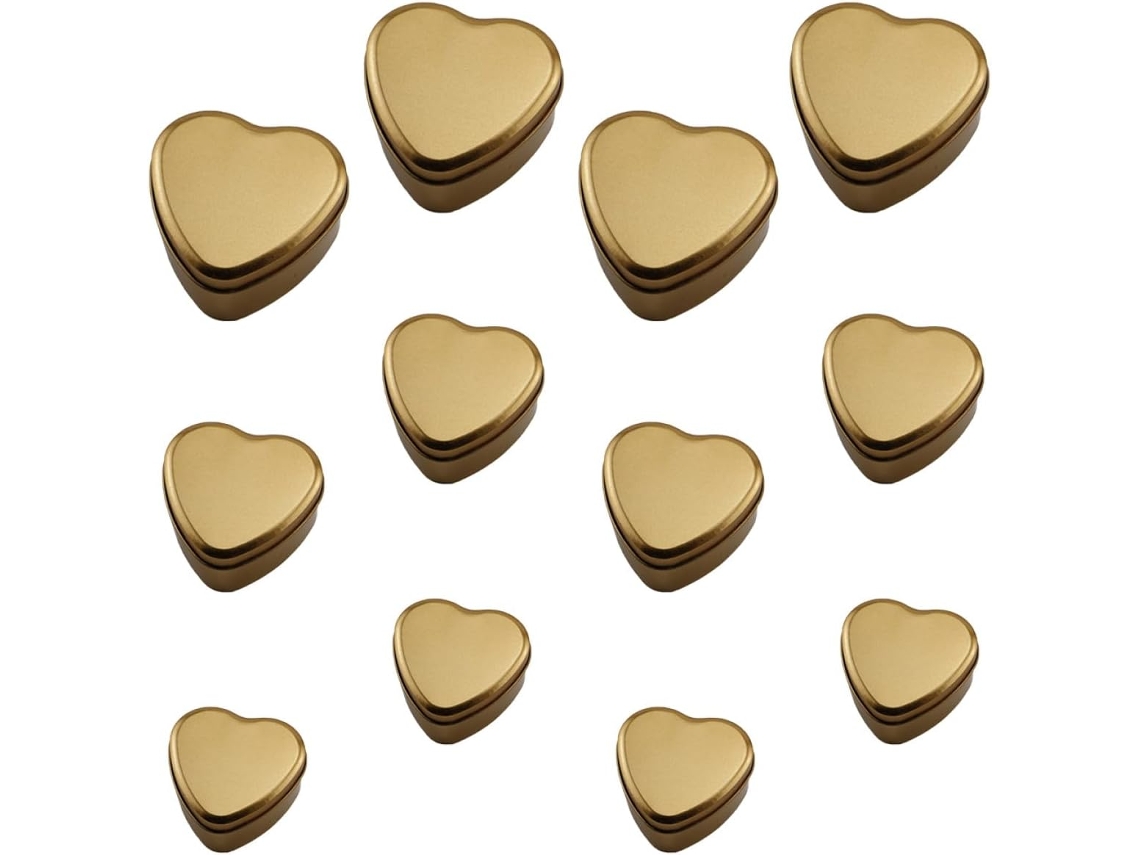 Packove Conjunto De 12-latas Douradas Em Formato Coração Para Doces E Biscoitos, Portáteis E Leves, Ideais Para