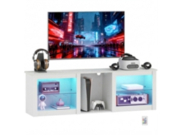 Móvel para TV com luz LED para televisores até 70 polegadas, 160cm com prateleiras de vidro ajustáveis, branco BTFORUS
