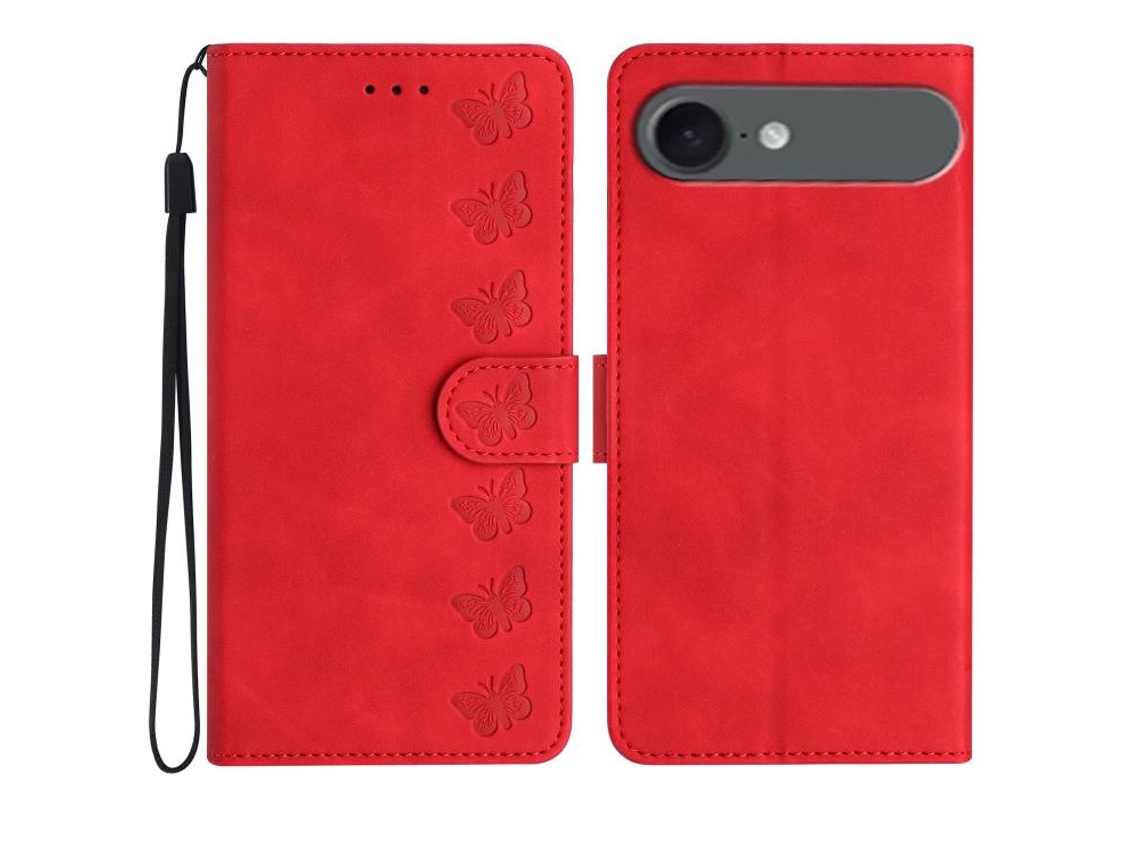 Capa De Couro Para Iphone 17 Air Com Borboletas Em Relevo
