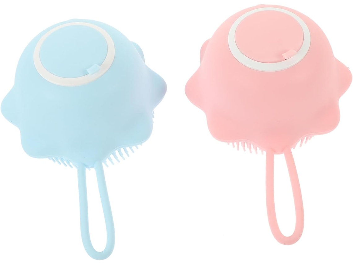 Conjunto De Escova Banho Healeved 2 Peças Para Meninos E Meninas, Esponja De Banho Silicone, Cabeça De Escova