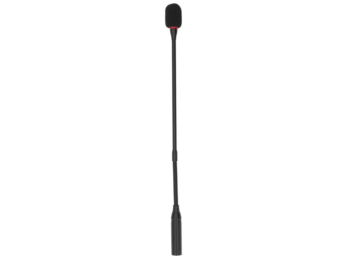 Microfone de mesa com haste flexível e conector direto para uso em púlpito e mesa.