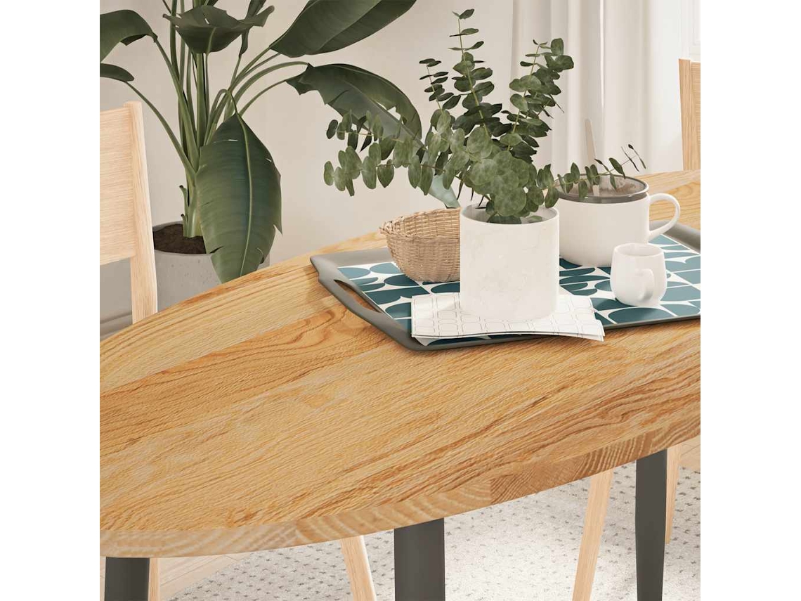 Vidaxl Tampo De Mesa 140x60x2 Cm Carvalho Maciça Oval Castanho-claro