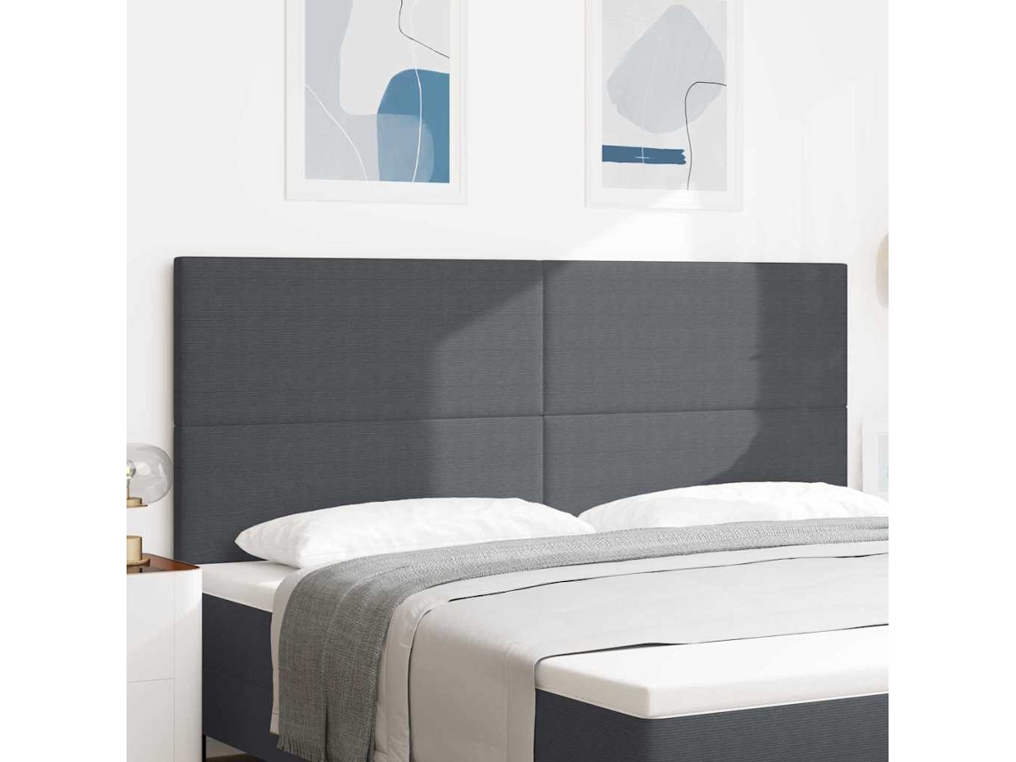 Vidaxl Cabeceira Led Cinza Escuro 200 Cm Tecido De Veludo Cotele