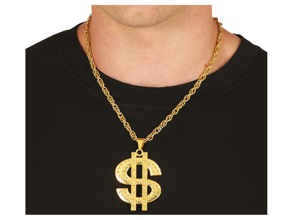Colar Dólar Metálico Dourado