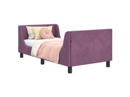 Cama De Solteiro | Camas Para Quarto | Estrutura De Cama Infantil Com Cabeceira Roxo 80 X 160 Cm
