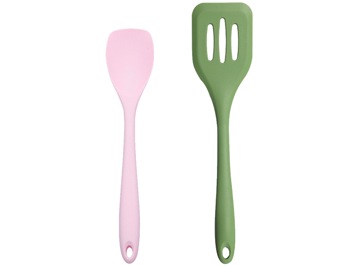 Ferramenta 2 Pçs All-In-One Silicone Espátula de Salada Cabeça Chata-Rosa + Cor Abacate Pçs/Set Resistente Ao Calor Cozinh UISAVE