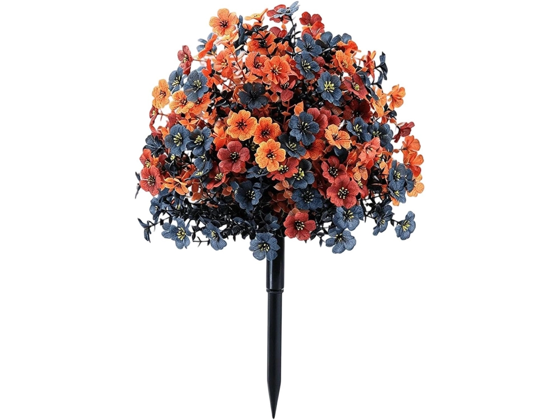 Estaca Flor Artificial Violeta Laranja Halloween Para Jardim Exterior
