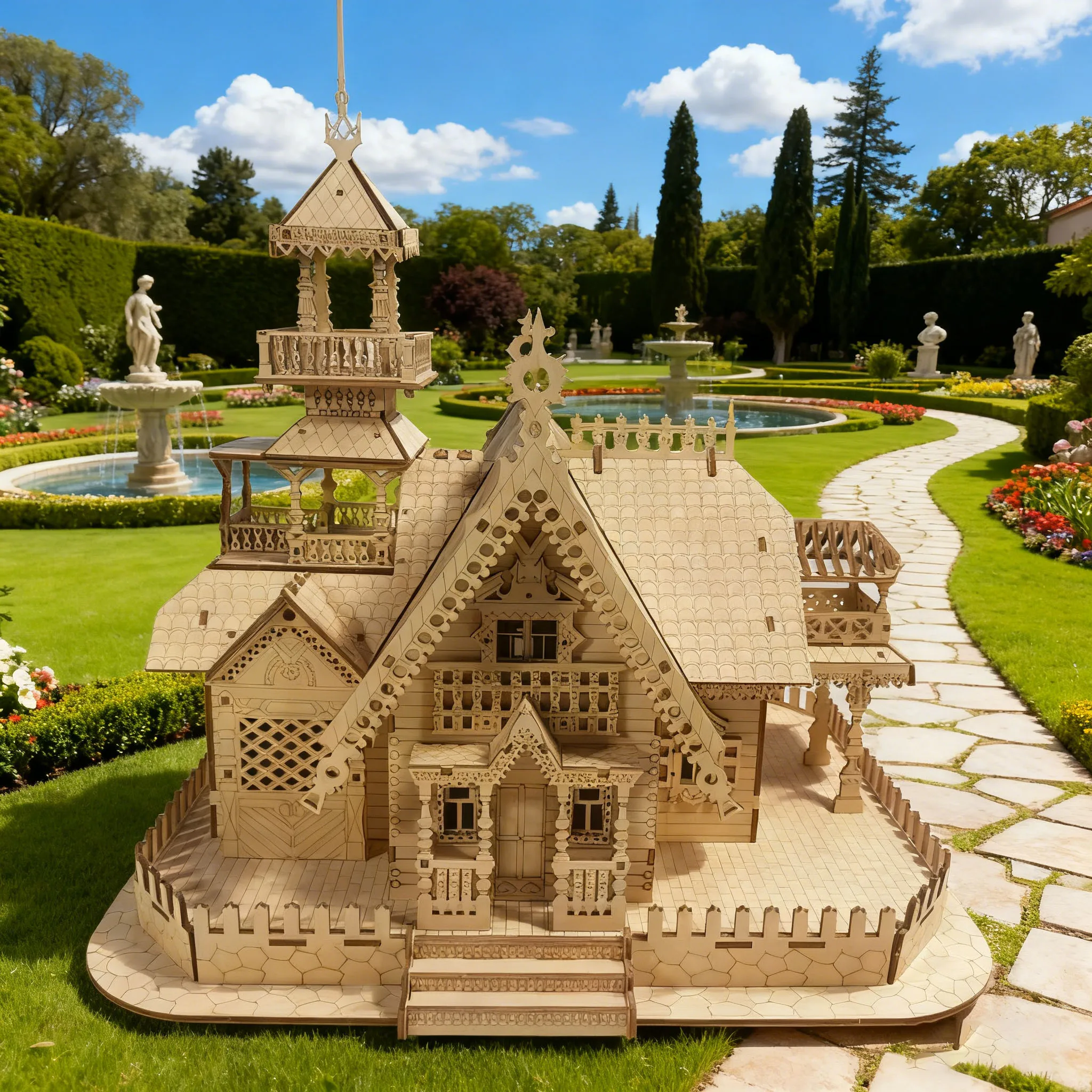 Quebra cabeça 3d de Madeira: Faça Você Mesmo o Modelo de uma Mansão de Luxo um Hobby Divertido e Educativo MDUG