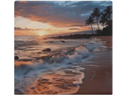 Almofada Quadrada De Praia, Maui, Havaí, Pôr Do Sol, Ondas Do Oceano, Nuvens, Estampa Em Espuma Viscoelástica, Almofada