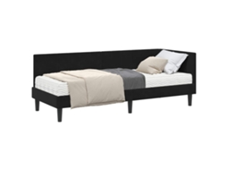 SYFAX™ Estrutura de Cama de Canto com Colchão 2 Pcs Preto Veludo