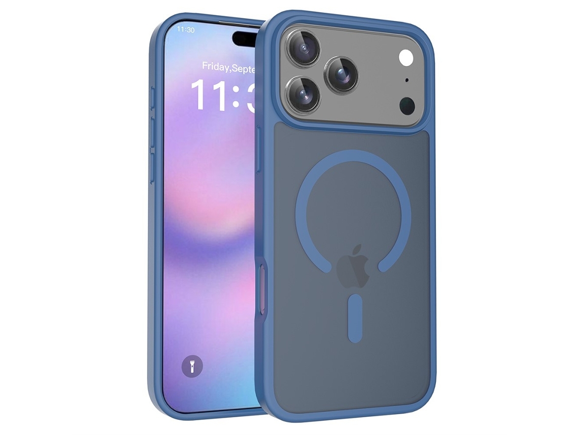 Capa Híbrida Skalo Para Iphone 17 Pro Max Com Toque Suave - Azul