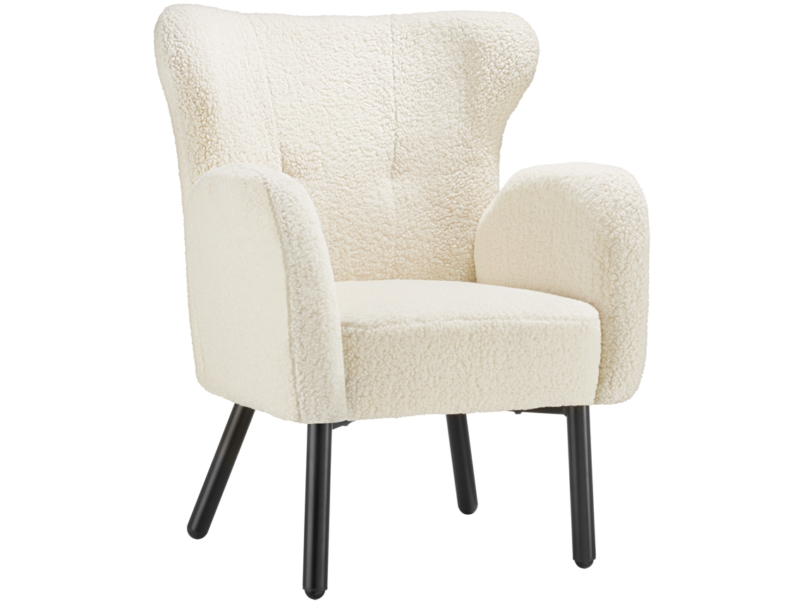 Tectake Cadeirão Vänersborg, Grosso Modo Acolchoado, Com Estofo De Bouclé, Creme