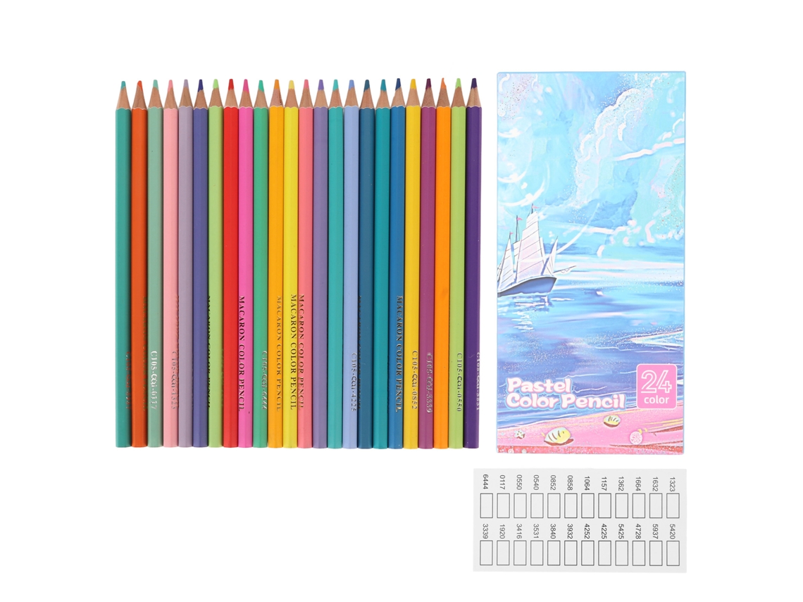 24 lápis de cor vibrantes e pré-afiados para colorir, desenhar e pintar.