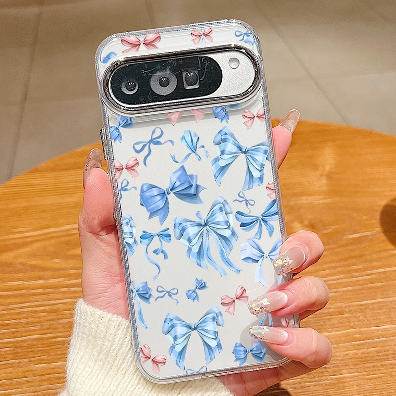Capa Transparente Para Celular Google Pixel 9 Pro Xl Com Estampa Retrô De Borboletas, À Prova De Choque E Feita De Tpu Macio.