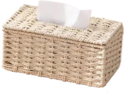 Porta Lenços de Vime Trançado S/MARCA para Papel, Decoração Casa Bege