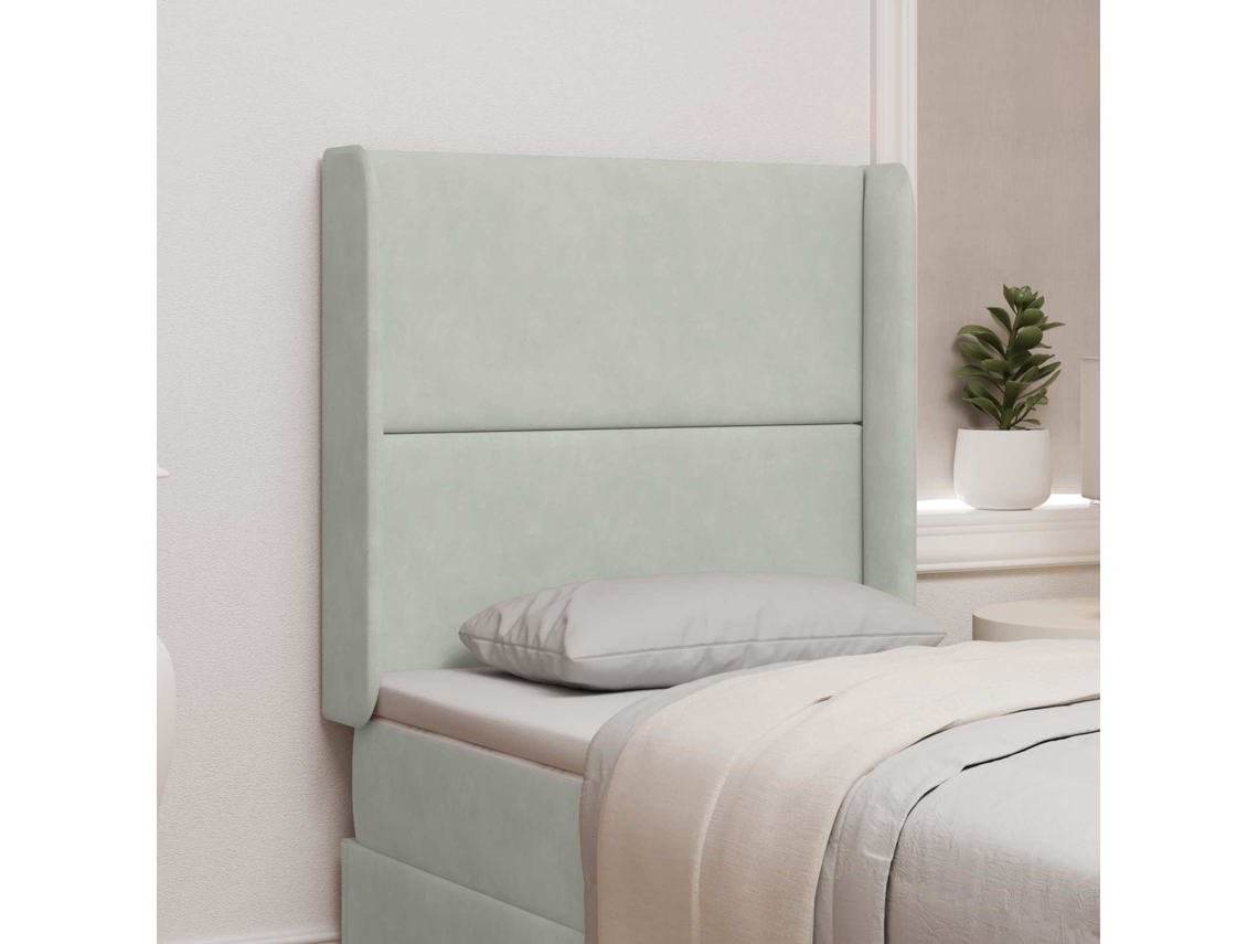 Vidaxl Orelha De Cabeceira Cinzento-claro 80 X 16 X 4 Cm Veludo