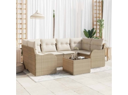 Vidaxl Conjunto De Sofá De Jardim Bege 55 X 55 X 37 Cm Vime Pe