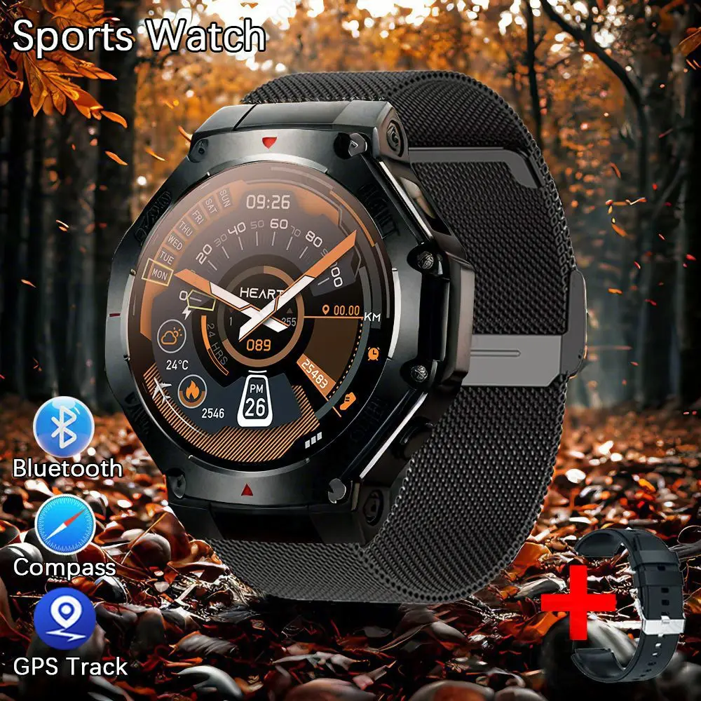 (pulseira De Malha Preta) Smartwatch Com Gps, Tela De Ultra-alta Definição, Bússola, À Prova D'água E Chamadas Bluetooth.