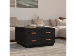 Vidaxl Mesa De Centro 80x80x45 Cm Madeira De Pinho Maciça Preto