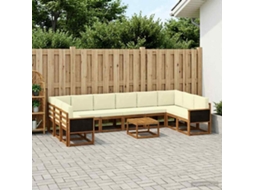 Vidaxl Conjunto De Sofás Para Exterior 11 Unid. Natural E Creme