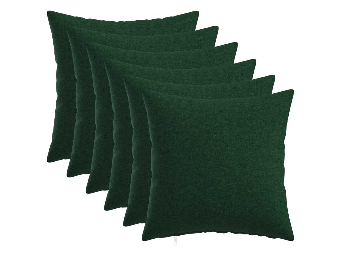 Vidaxl Almofada Com Travesseiro Heerlen 6 Unid. Verde-escuro Tecido