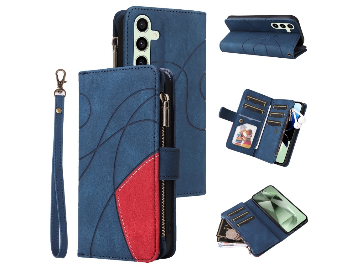 Capa Carteira Ks Para Samsung Galaxy S24 Fe - Azul