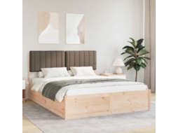 Vidaxl Estrutura de Cama com Cabeceira Estofada Cinzento acastanhado
