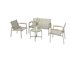 Conjunto, Na Cor Verde, Ideal Para Jardim, Com Sofá, 2 Poltronas, Mesa Lateral, Resistente Clima, Design Prático E Funcional