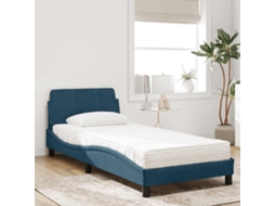 Vidaxl Cama Com Colchão Dover 90x200 Cm Veludo Azul