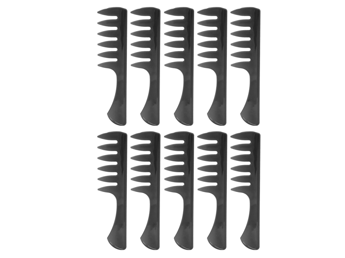 10pcs Pente De Modelagem Dentes Largos Com Bordas Arredondadas E Cabo Ergonômico Longo Para Homens Cabelo Oleoso Transparente Preto