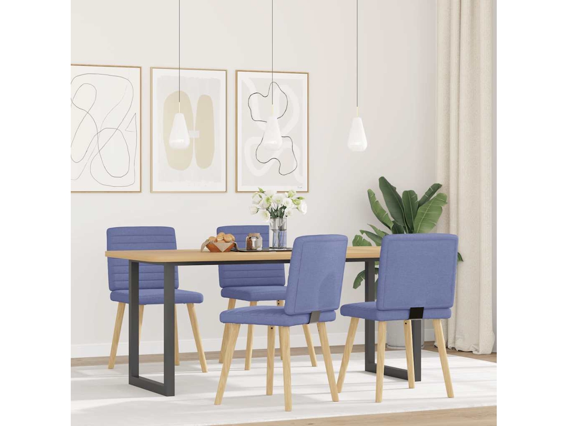 Cadeiras de Jantar 4 Pcs Jeans Tecido Azul MAISON EXCLUSIVE