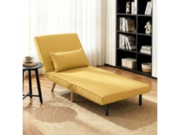 Sofá-cama Individual Dobrável Amarelo Com Encosto Ajustável Em 5 Posições, Almofada E Estrutura Estofada 72x75x85 Cm