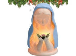 Lâmpada Noturna Da Virgem Maria Com Véu Azul E Flor