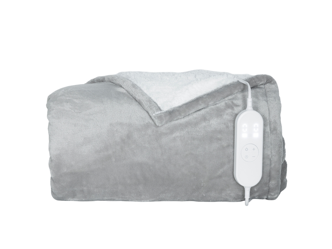 Cobertor Elétrico com 10 Níveis de Aquecimento e Timer 10h, 180x130cm, Lavável, Cinza