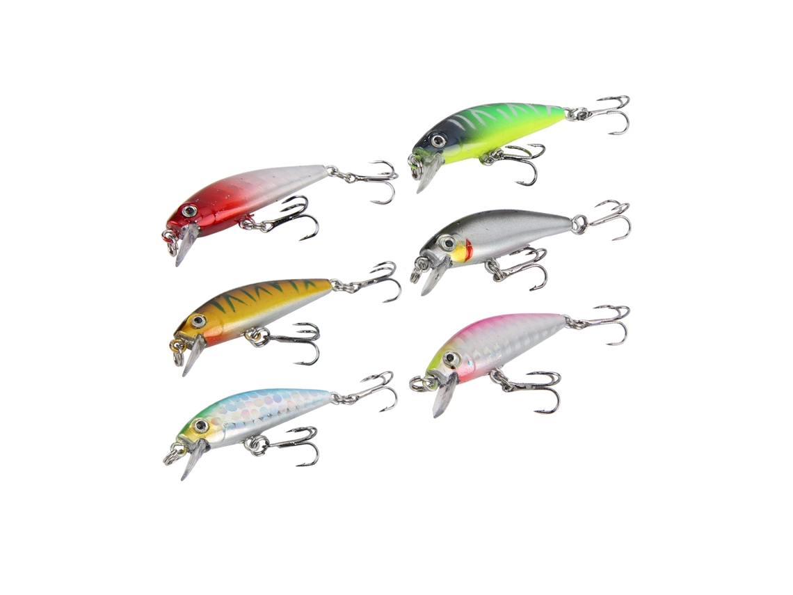 Isca de Pesca Artificial Minnow com Gancho Triplo 6pcs