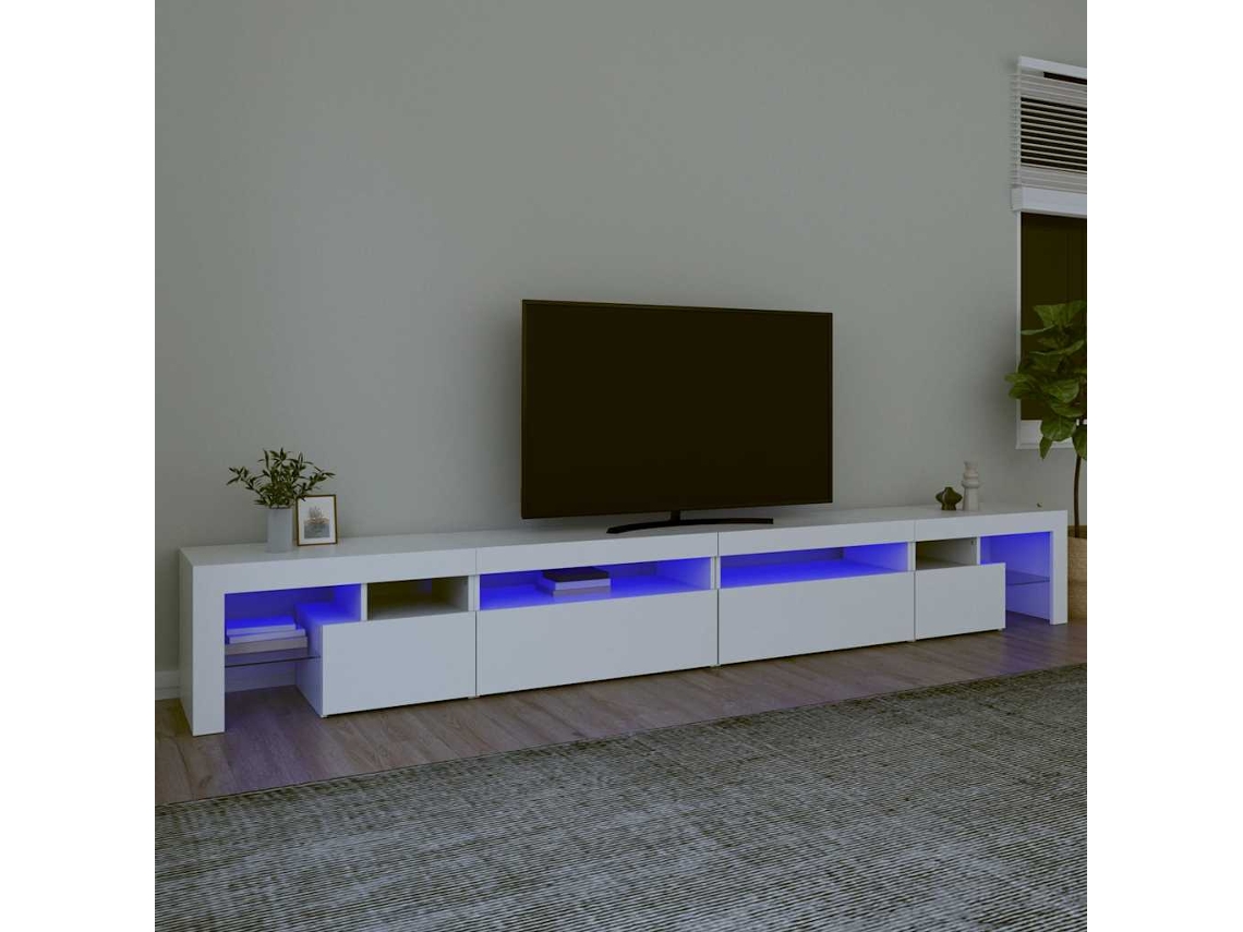 Vidaxl Móvel De Tv Com Luzes Led 290x36,5x40 Cm Branco