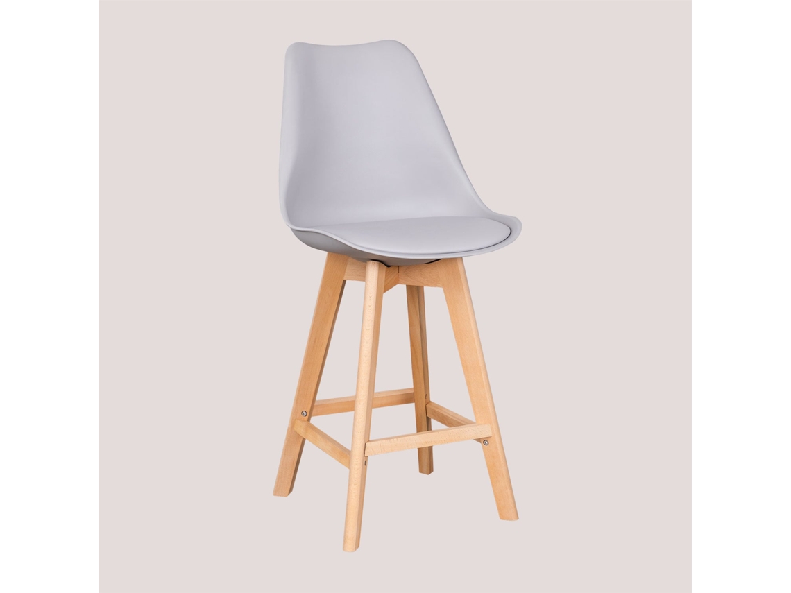 Conjunto de 4 Bancos Altos SKLUM Nordic (Cinzento - Polipropileno e Madeira de faia - 102,5 x 48,5 x 52 cm)