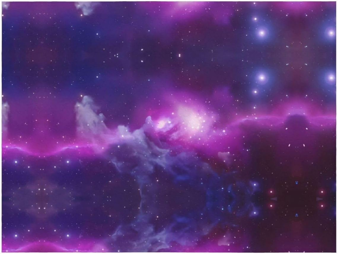 Manta de Flanela com Estampa Galáxia em Roxo e Azul Macia Quentinha para Maior Conforto 203 X 152 Cm, Macio,