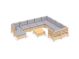 Conjunto de 11 Lounge de Jardim com Almofadões Cinza Pinho MAISON EXCLUSIVE
