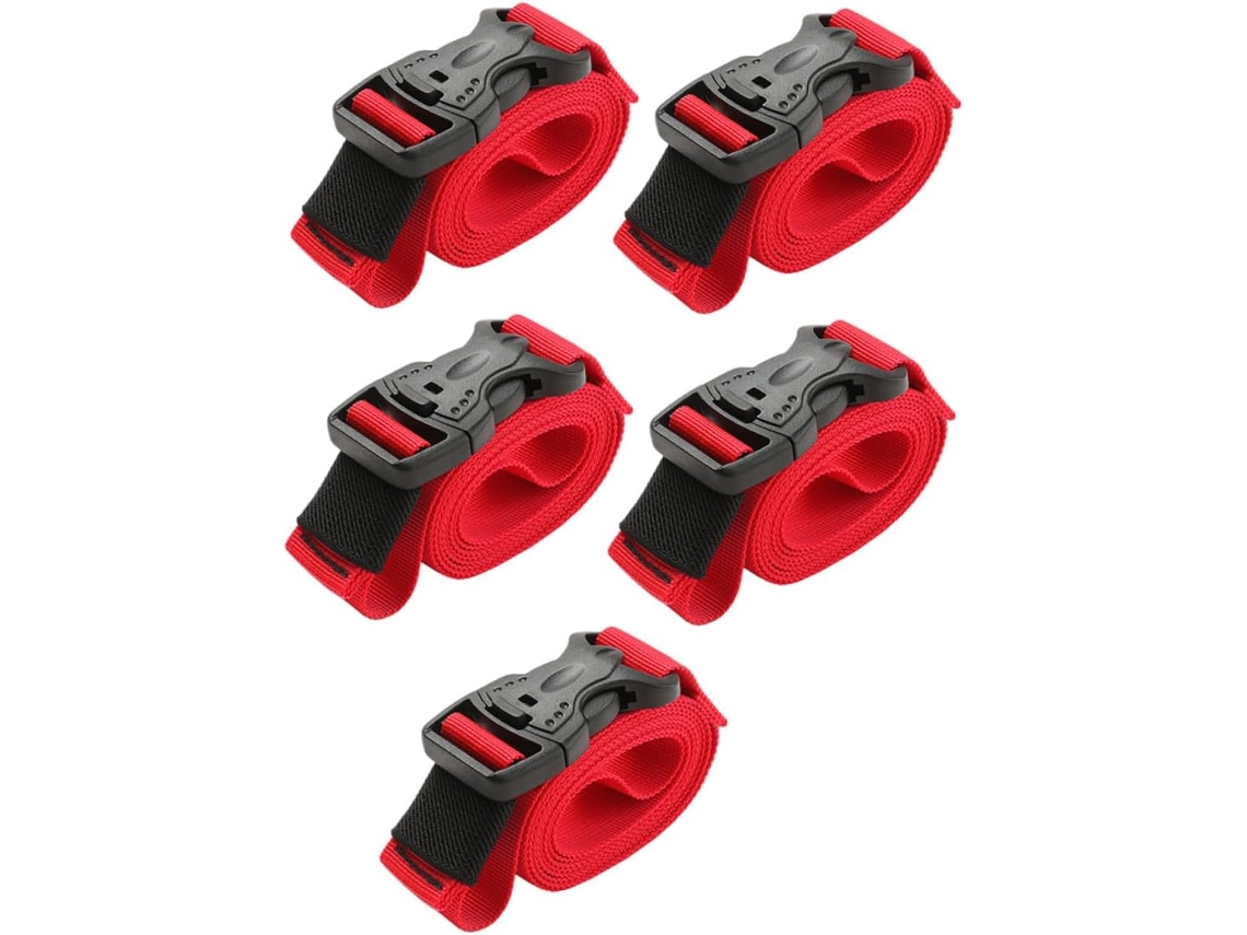 Conjunto De 5 Cintas De Amarração Reforçadas Com Fivela, Práticas Para Bagagem E Fáceis De Usar.