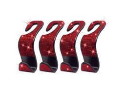 Ganchos Para Bolsos De Carro Linjou Com Piedras Strass, 4 Peças Penduradas Para Assento Traseiro (vermelho)