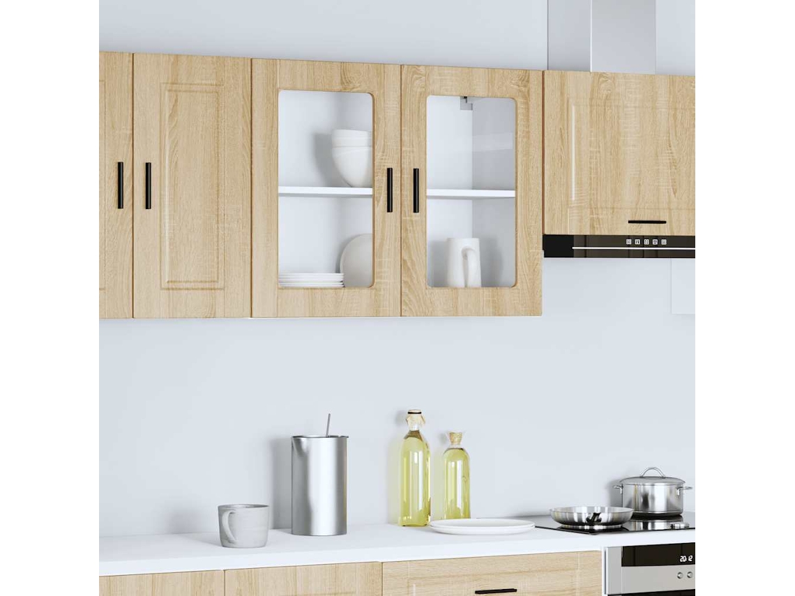 Vidaxl Armário De Parede De Cozinha Porta Vidro Porto Carvalho Sonoma