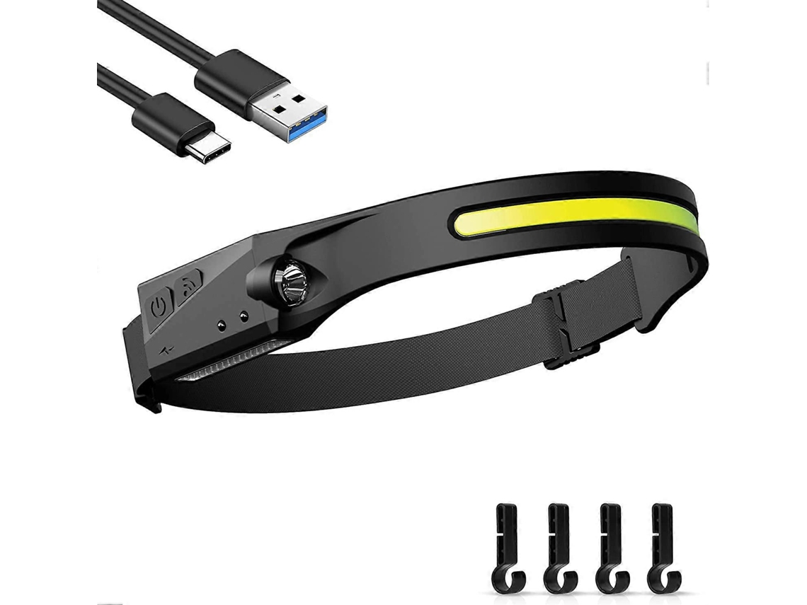Lanterna Frontal Led Recargável Usb Impermeável com Sensor e 5 Modos para Camping, Caminhada e Ciclismo | S/MARCA