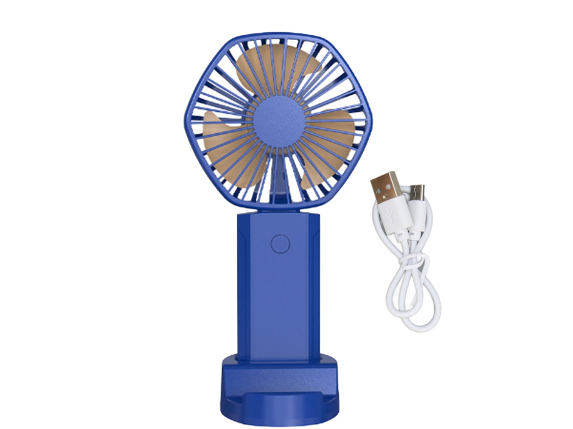 Ventilador Portátil Usb Recarregável 3 Velocidades Azul