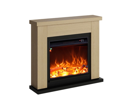 Fuego Paolo Rovere 1500w Lareira De Parede Com Controlo Remoto Estrutura e Queimador 1500w Carvalho
